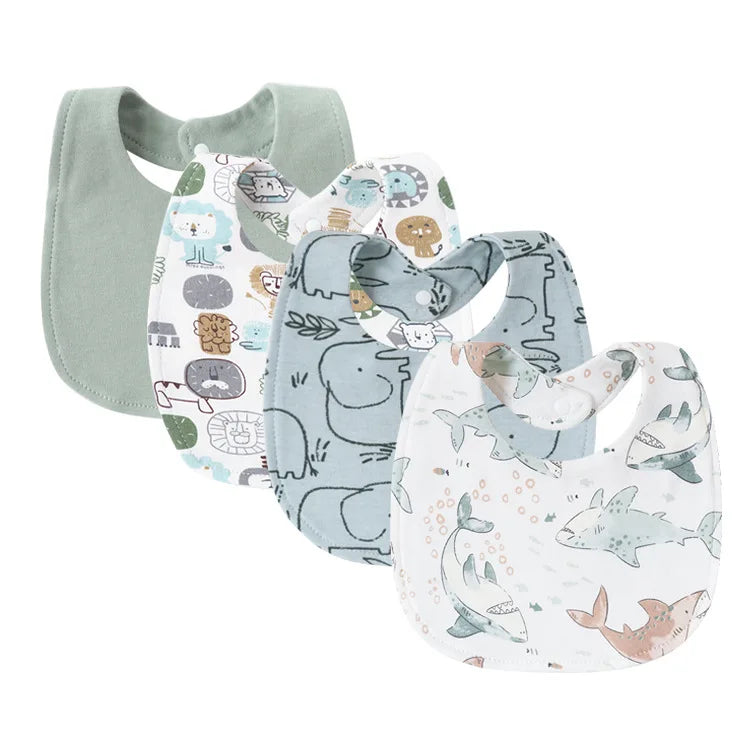 Lot de 4 Bavoirs pour Bébé Motifs Cartoon