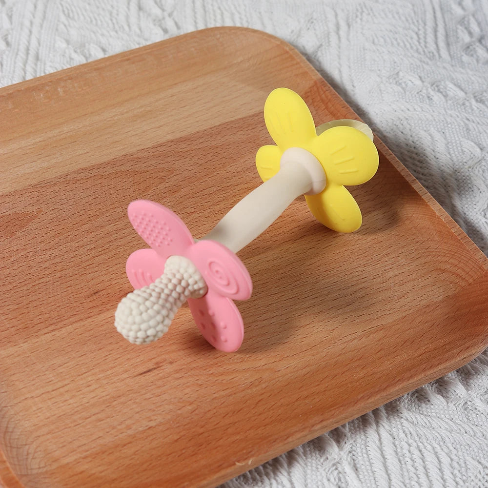 Anneau de Dentition 2 en 1 Fleur en Silicone