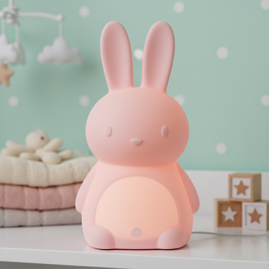 Veilleuse lapin en silicone rose pastel