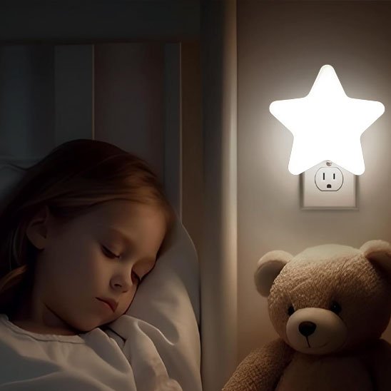 Veilleuse bébé petite fille qui sommeil dans sa chambre