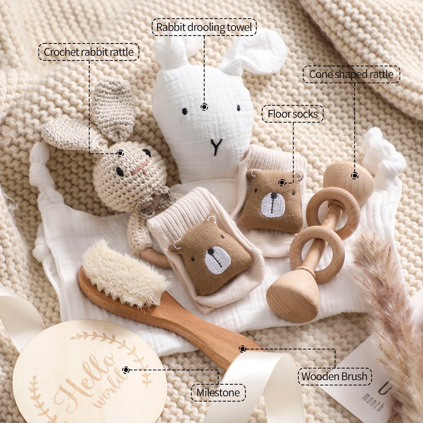 Ensemble Bain Bébé 7 Pièces — Couverture Double Face en Coton