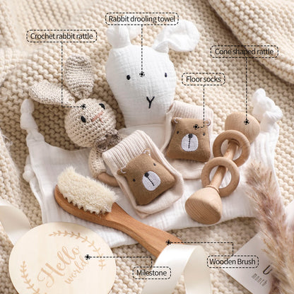 Ensemble Bain Bébé 7 Pièces — Couverture Double Face en Coton