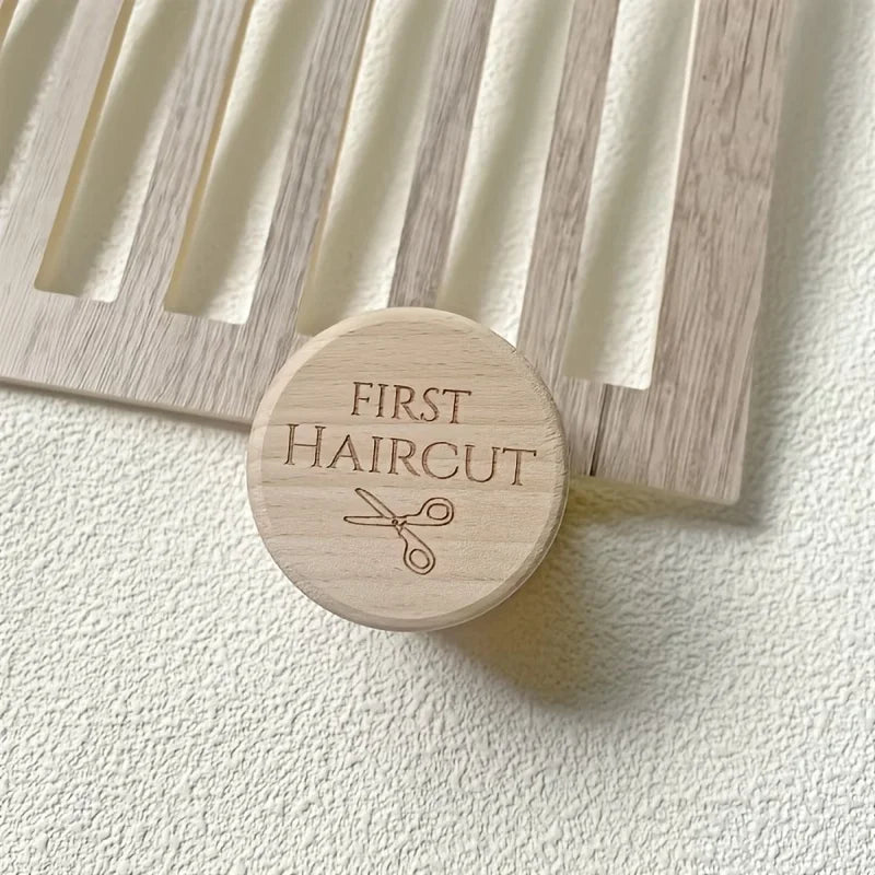 Boîte Souvenir Bébé en Bois — Cordon Ombilical & Première Coupe de Cheveux
