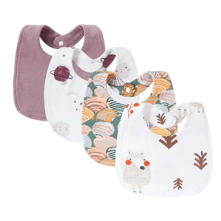 Lot de 4 Bavoirs pour Bébé Motifs Cartoon