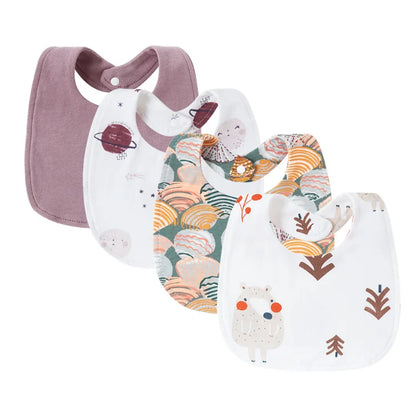 Lot de 4 Bavoirs pour Bébé Motifs Cartoon