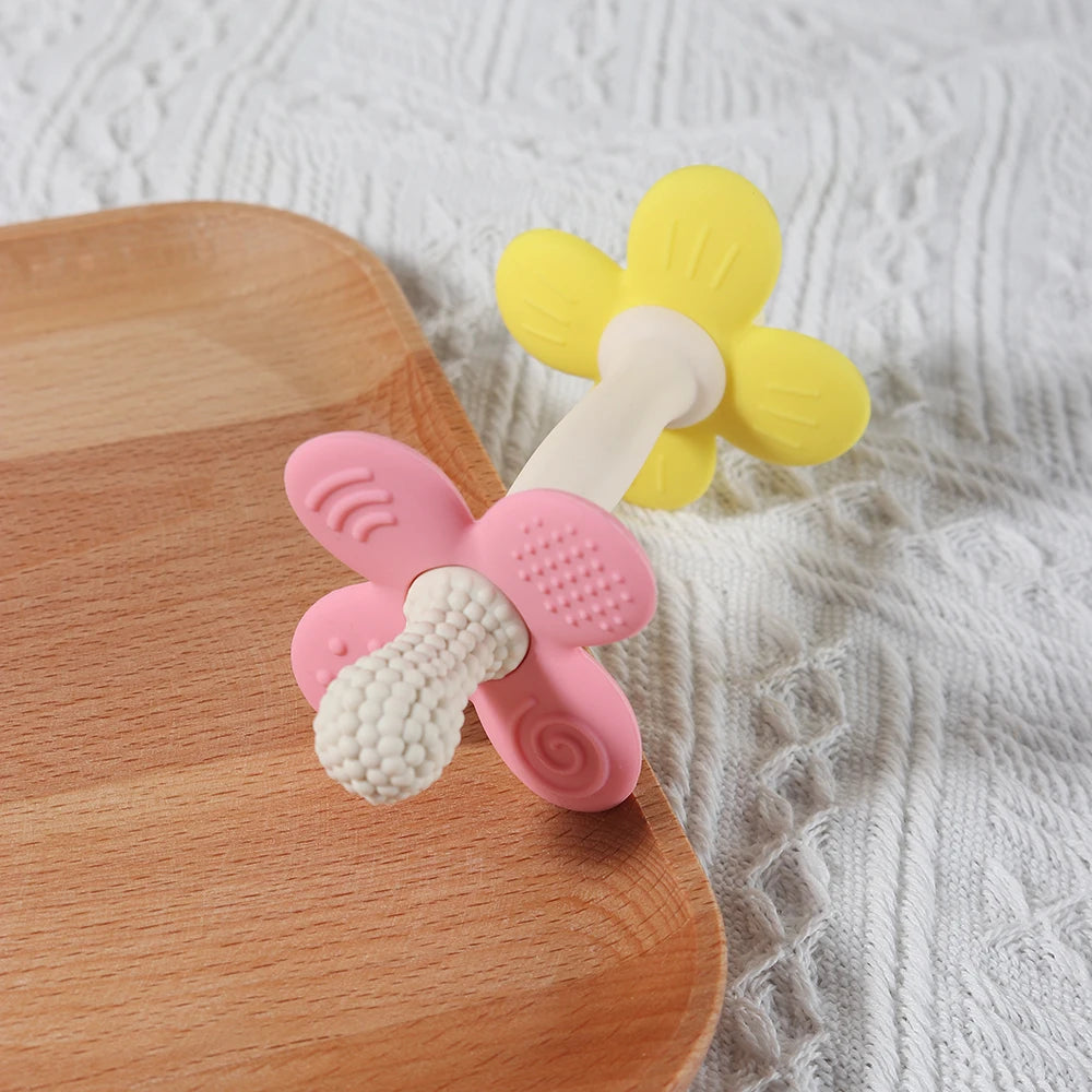 Anneau de Dentition 2 en 1 Fleur en Silicone