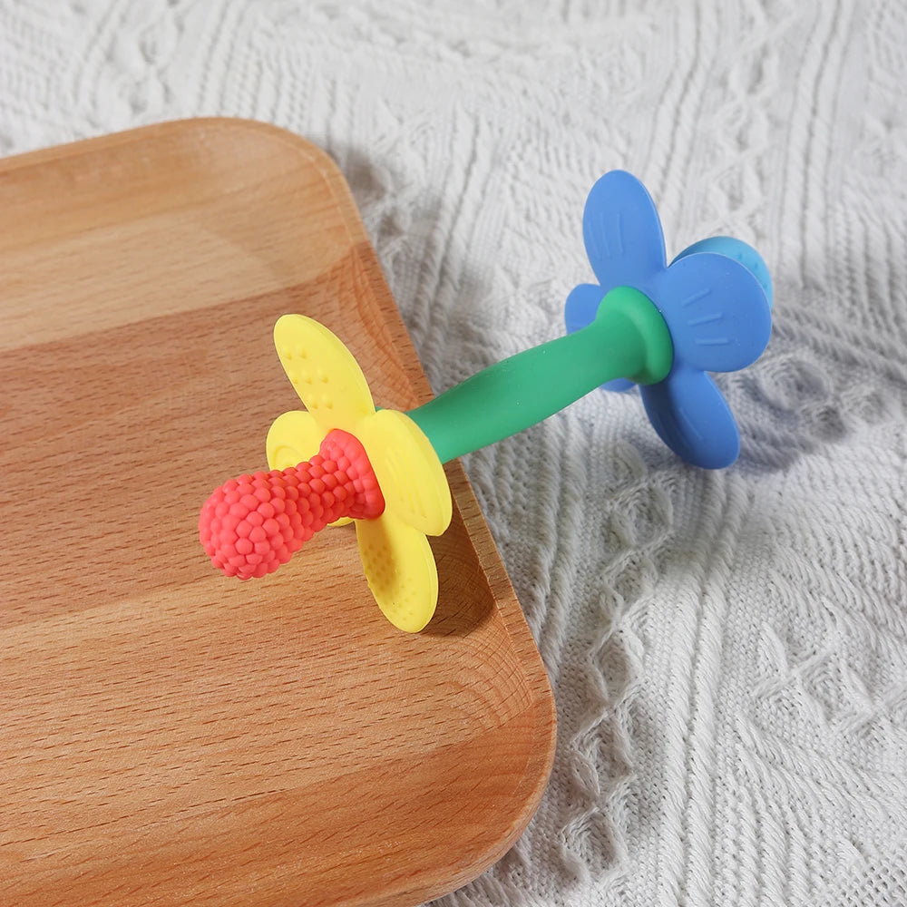 Anneau de Dentition 2 en 1 Fleur en Silicone