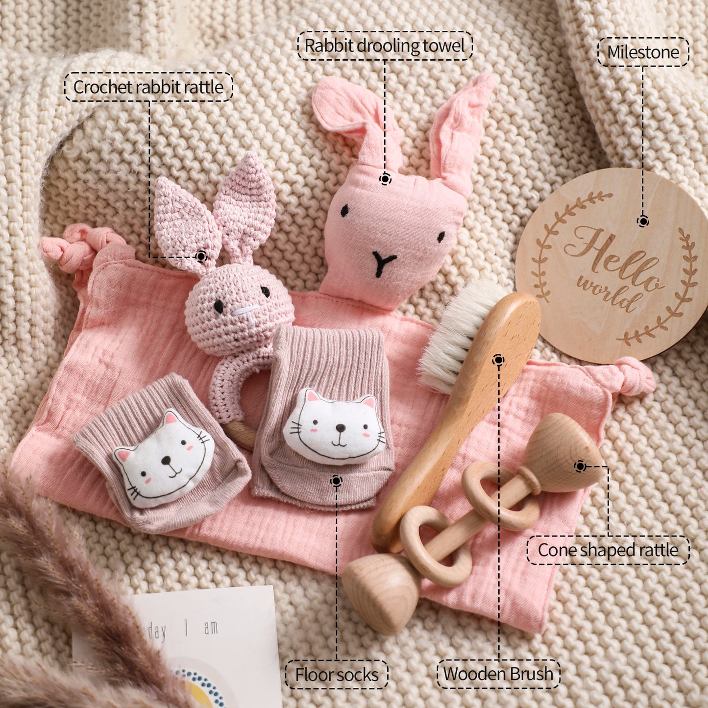 Ensemble Bain Bébé 7 Pièces — Couverture Double Face en Coton