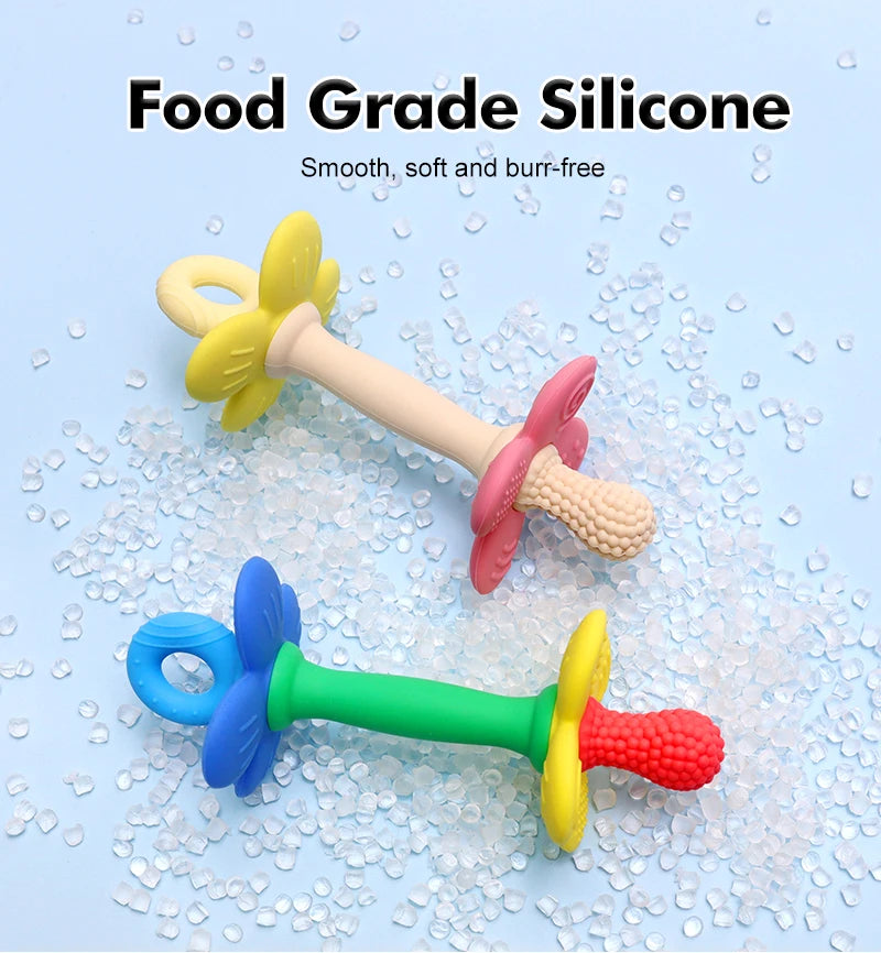 Anneau de Dentition 2 en 1 Fleur en Silicone