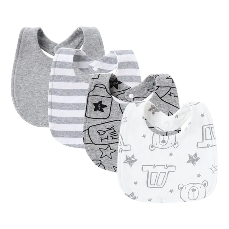 Lot de 4 Bavoirs pour Bébé Motifs Cartoon