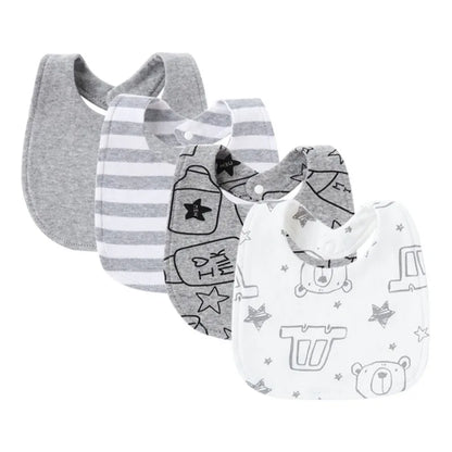 Lot de 4 Bavoirs pour Bébé Motifs Cartoon