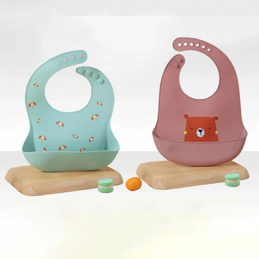 Bavoir Imperméable en Silicone Motif Cerises