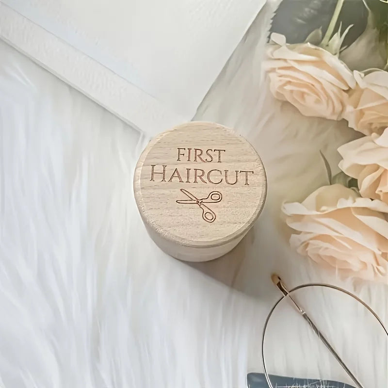 Boîte Souvenir Bébé en Bois — Cordon Ombilical & Première Coupe de Cheveux