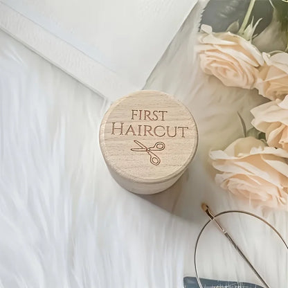 Boîte Souvenir Bébé en Bois — Cordon Ombilical & Première Coupe de Cheveux