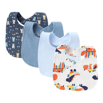 Lot de 4 Bavoirs pour Bébé Motifs Cartoon