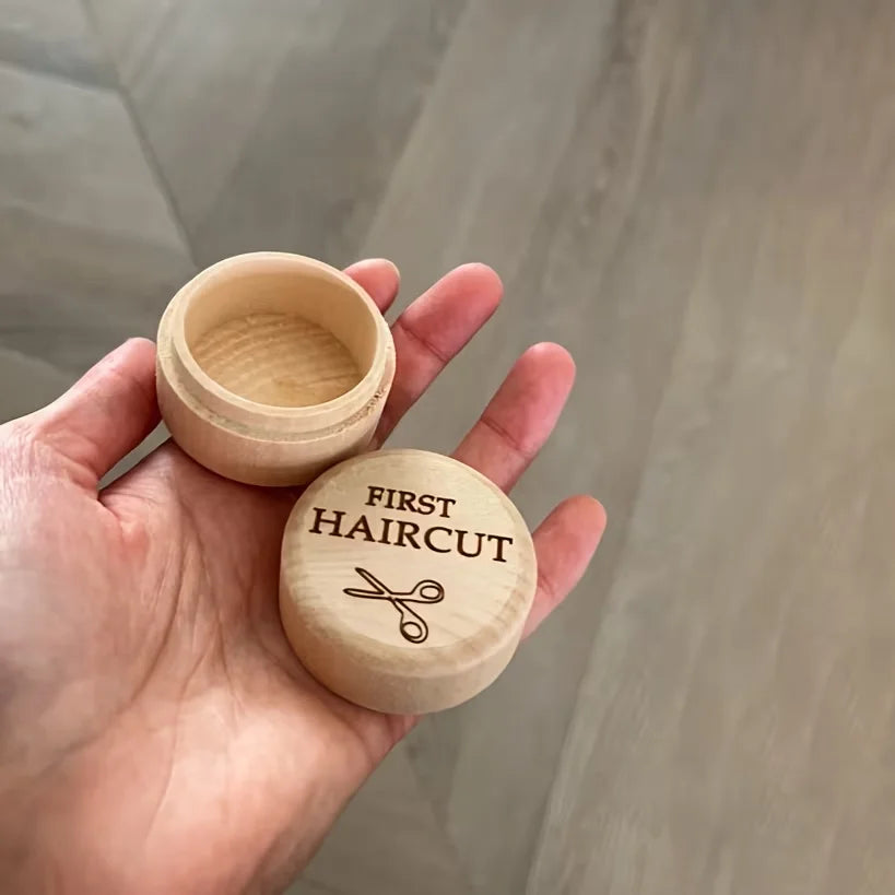 Boîte Souvenir Bébé en Bois — Cordon Ombilical & Première Coupe de Cheveux