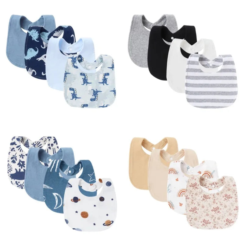 Lot de 4 Bavoirs pour Bébé Motifs Cartoon
