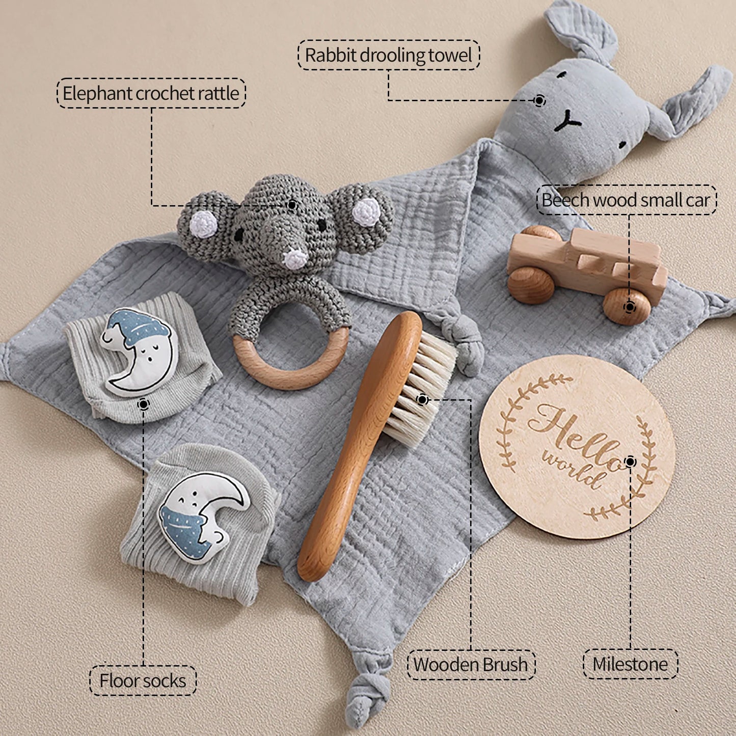 Ensemble Bain Bébé 7 Pièces — Couverture Double Face en Coton