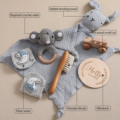 Ensemble Bain Bébé 7 Pièces — Couverture Double Face en Coton
