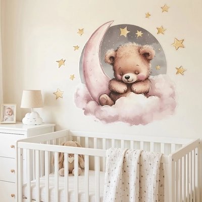 Autocollants muraux chambre Palette de couleurs: Tons pastel beige, rose poudré et dorée pour une ambiance apaisante et chaleureuse– La Boutik BéBé