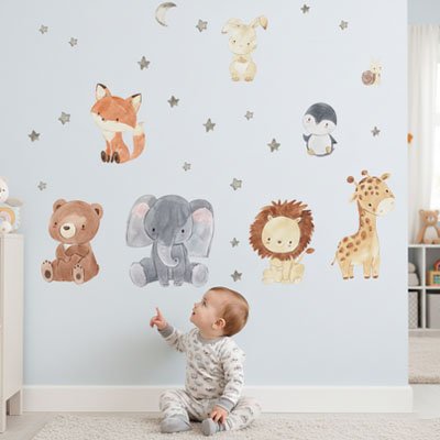 Autocollants muraux Application repositionnable: Adhésif permettant de modifier l'agencement sans abîmer les murs – La Boutik BéBé