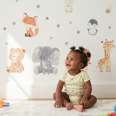 Autocollants muraux Palette de couleurs neutres: Tons pastel beiges, gris et orangés s'harmonisant avec tout type de décoration – La Boutik BéBé