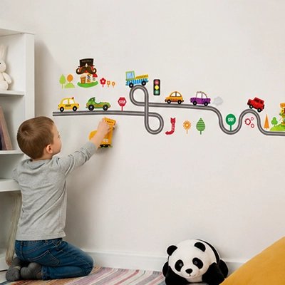 Autocollants muraux Stimulation de l'imagination: encourage le jeu créatif et l'invention d'histoires autour de l'univers urbain et routier – La Boutik BéBé