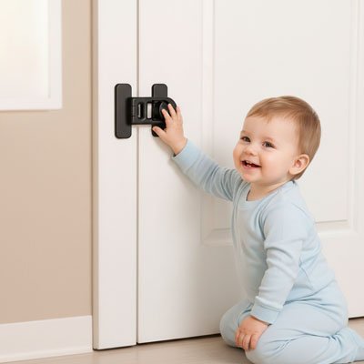 Bloque porte bebe Compatible avec tous types de portes: S'adapte aux portes intérieures standards et différents styles de poignées