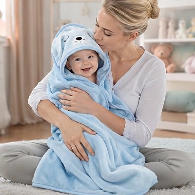 Cape de bain bébé Matière douce et absorbante: Tissu éponge moelleux qui sèche rapidement la peau délicate tout en procurant chaleur et confort