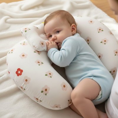 Coussin d'allaitement  bébé qui repose sur coussin d'allaitement après son boire