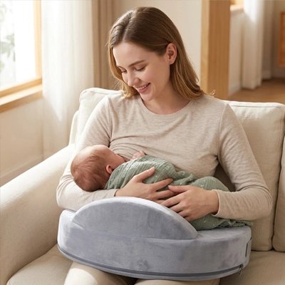 Coussin d'allaitement maman allaite bébé confortable assis