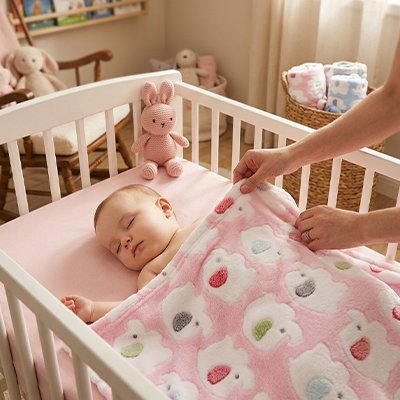 Couverture bébé  bébé qui dort enroulé dans cette belle couverture