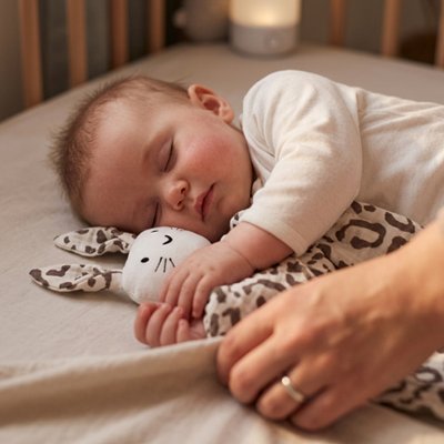 Doudou bebe  bébé qui dort avec doudou et papa qui vient veiller sur lui
