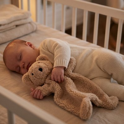 Doudou bébé qui c'est endormi avec sa doudou dans les bras
