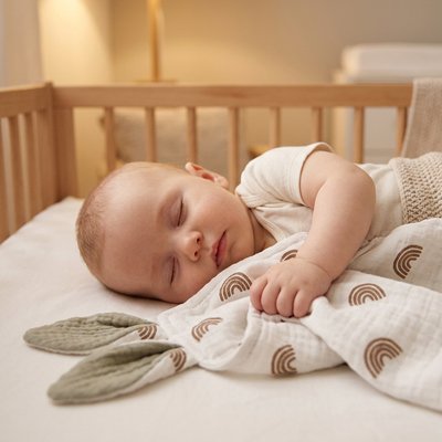Doudou bébé qui dort paisiblement avec sa doudou 