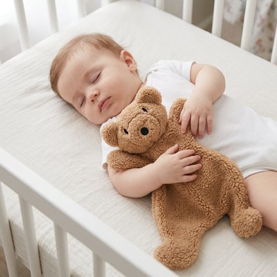 Doudou bébé qui est assoupie un après midi avec sa doudou
