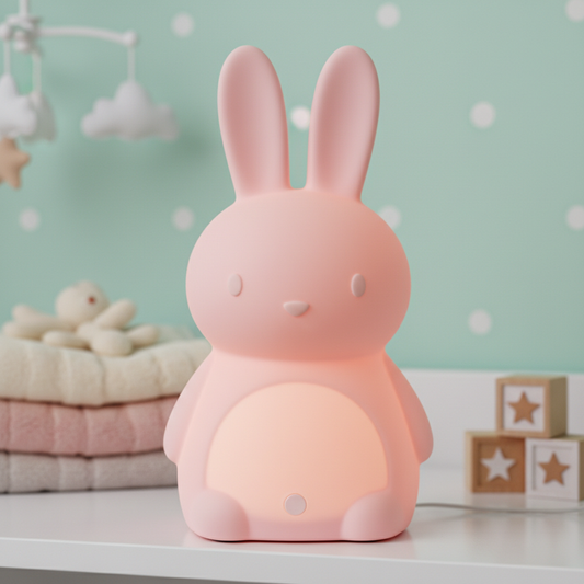 Veilleuse lapin en silicone rose pastel