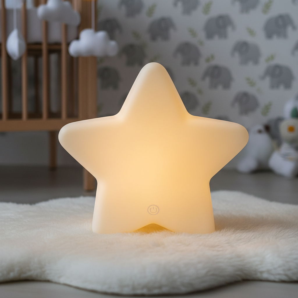Veilleuse étoile tactile LED en jaune pastel