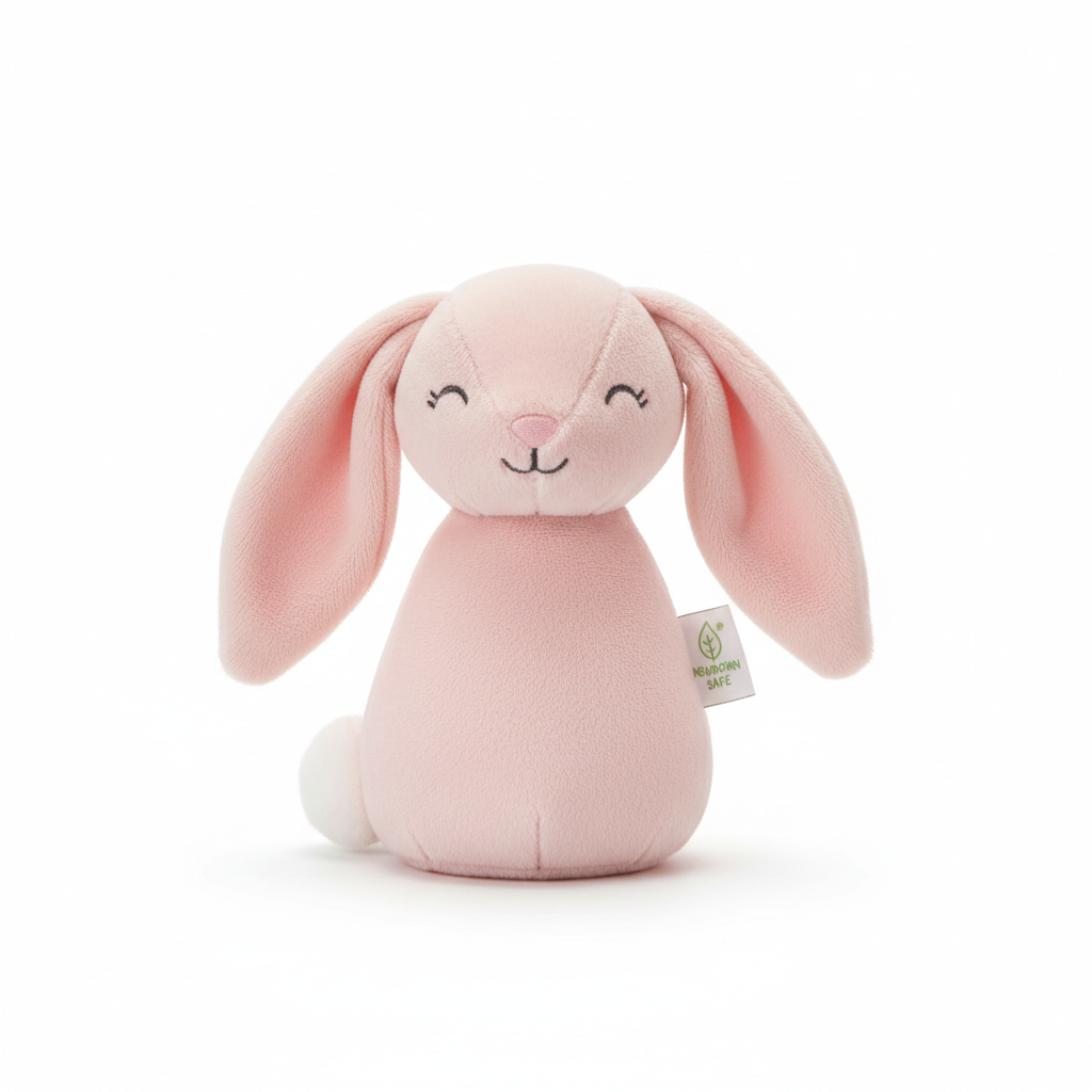 Peluche lapin doudou en rose pastel