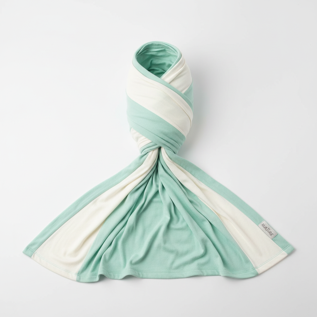 Écharpe de portage en coton menthe et crème pastel