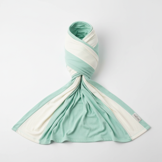 Écharpe de portage en coton menthe et crème pastel