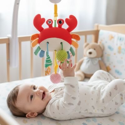 Jouet bebe eveil Éléments sensoriels variés: Comprend balles texturées, anneaux et formes diverses pour développer le toucher