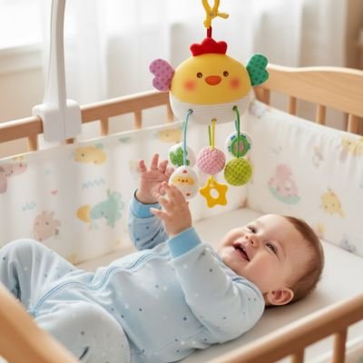 Jouet bebe eveil Jouet d'éveil suspendu: Se fixe au-dessus du bébé pour stimuler l'interaction visuelle et motrice