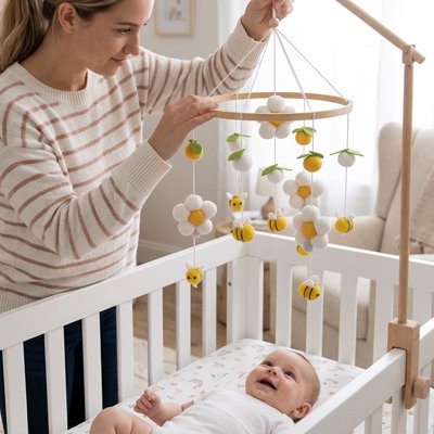 Mobile bébé Mouvement manuel: Mobile non motorisé permettant une interaction douce et contrôlée par les parents pour apaiser l'enfant