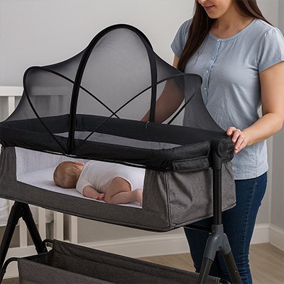 Moustiquaires lit bebe Aération optimale: Tissu respirant en tulle permettant une circulation d'air constante pendant le sommeil