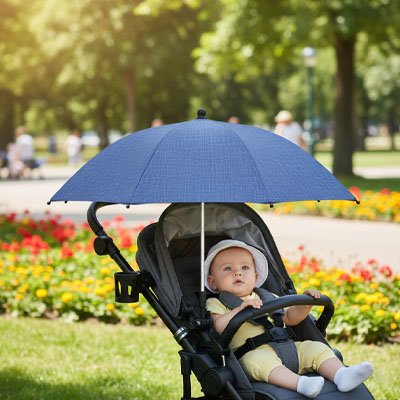 Ombrelle pour poussette​ Large couverture: Diamètre généreux offrant une zone d'ombre étendue et confortable