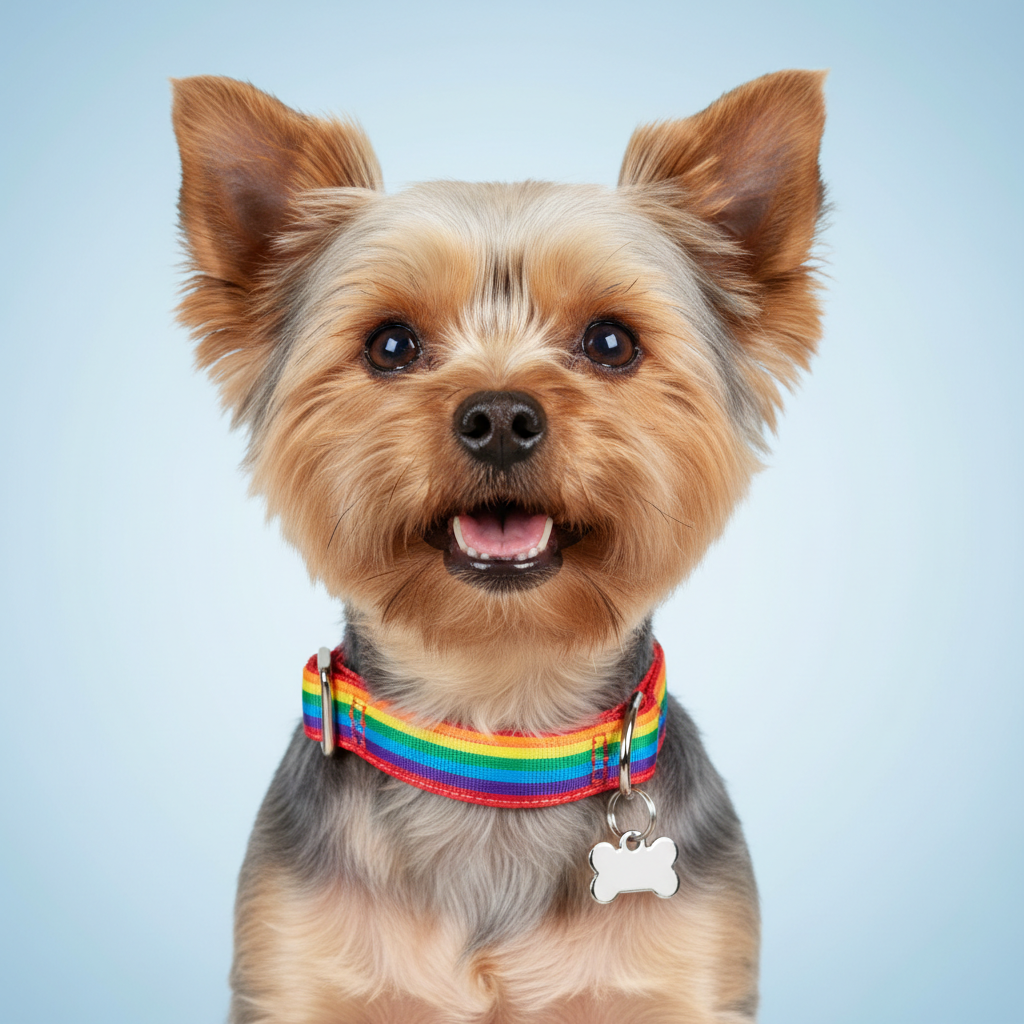 Petit chien portant le collier