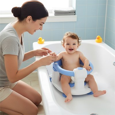Siege de bain bebe maman avec bébé dans le bain