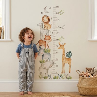 Toise enfant Éléments naturels: Présence de feuillages et plantes complétant la scène illustrée
