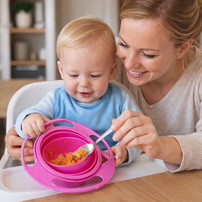 Vaisselle bebe Double poignée ergonomique: facilite la prise en main par les petits enfants pour développer leur autonomie alimentaire